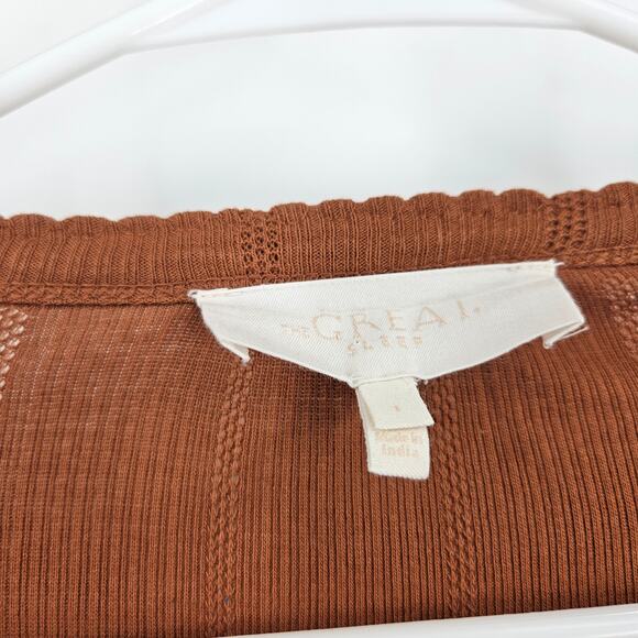 The Great Sleep Bodysuit Jumpsuit Waffle Knit Orange Rust Belted V-neck Size 1 - Picture 2 of 8